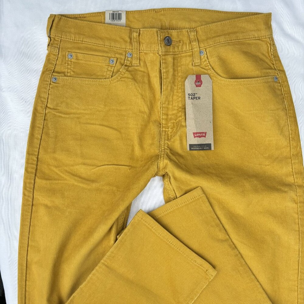 Levis 502 Taper Corduroy Jeans Mens W32 L32 Pants mustard NWT. - Picture 8 of 11